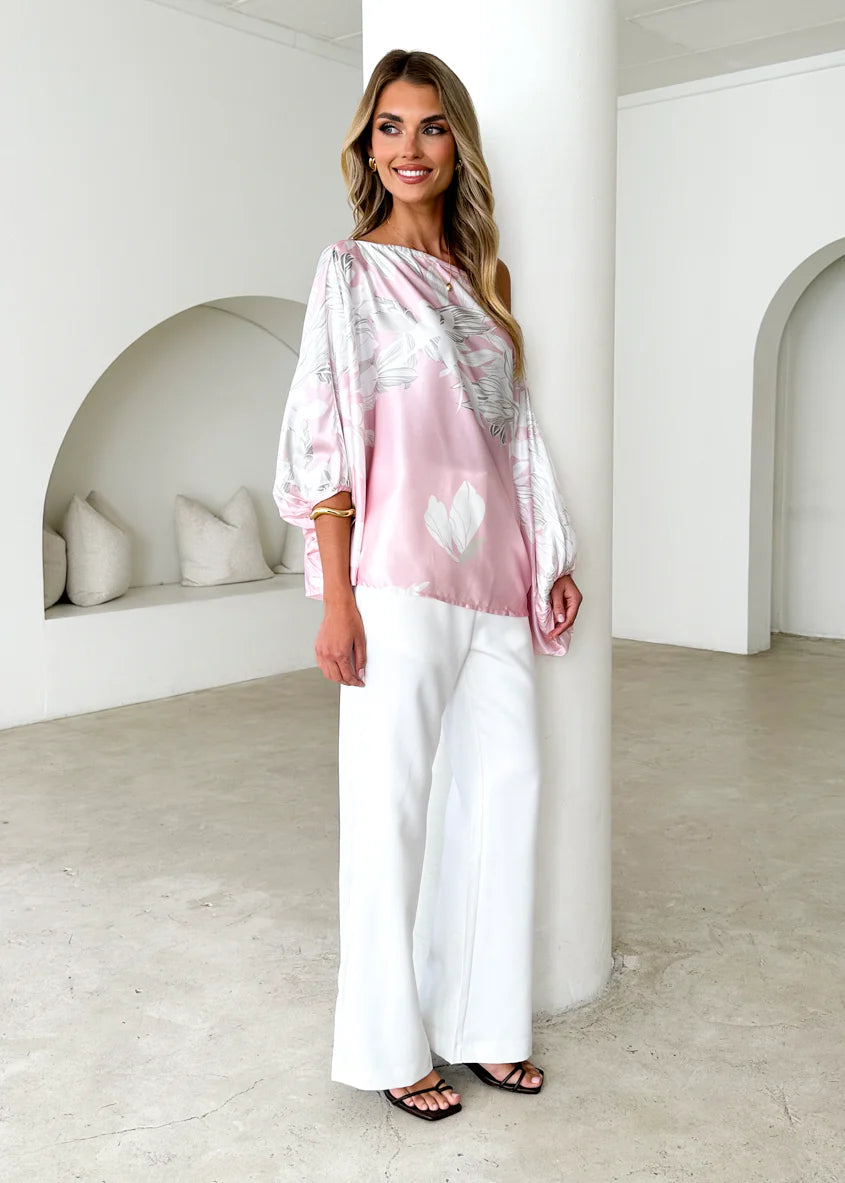 Maui Off Shoulder Top - Pink Floral
