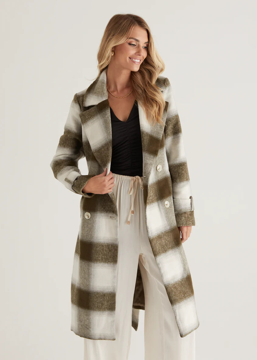 Laterro Coat - Olive Check