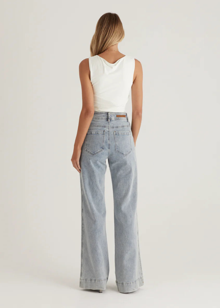 Zekroe Wide Leg Jeans - Light Blue