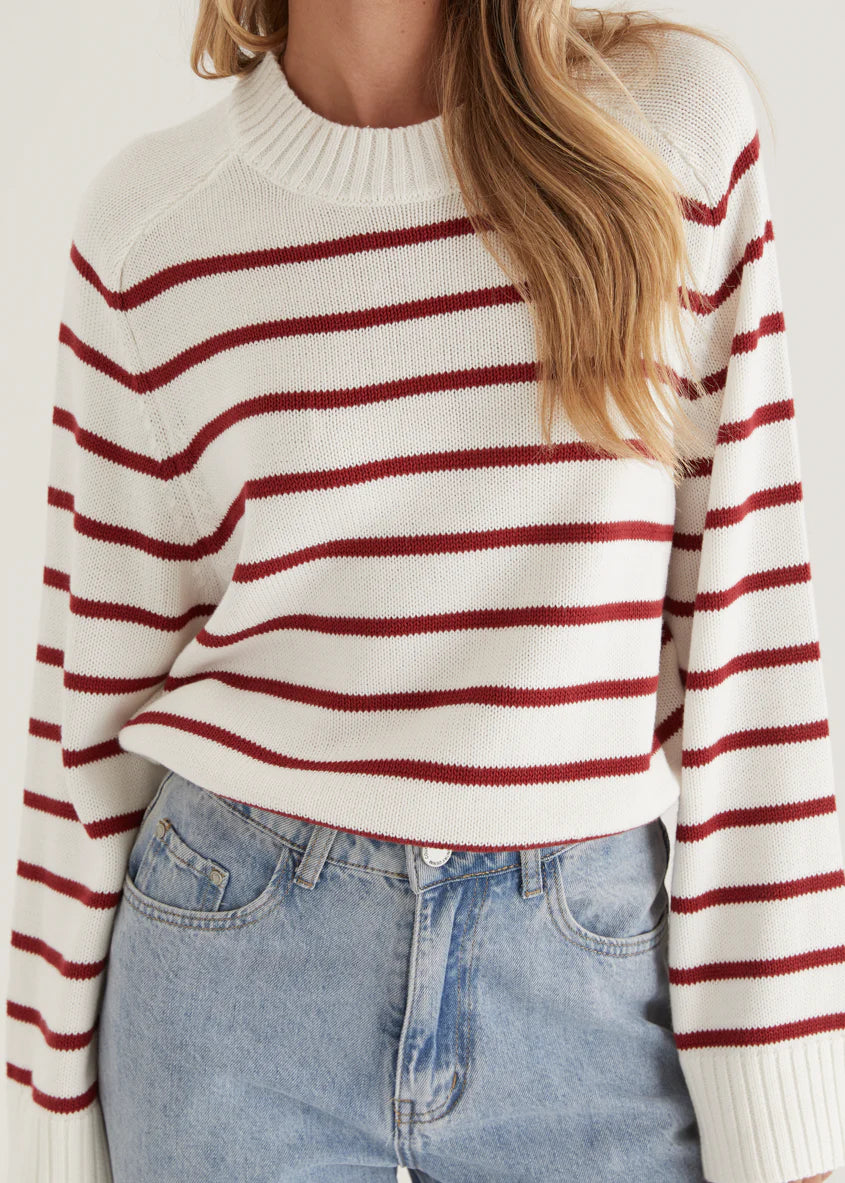Eva Sweater - Wine Stripe
