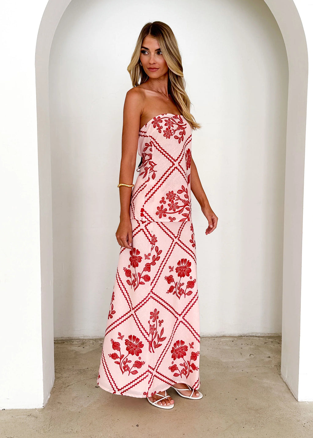 Madi Maxi Skirt - Red Floral