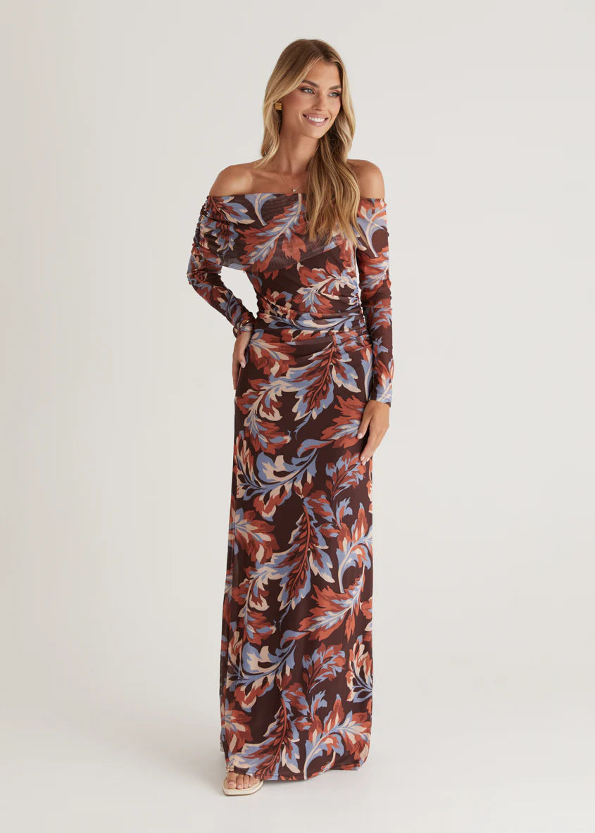 Nix Off Shoulder Maxi Dress - Autumn Leaf