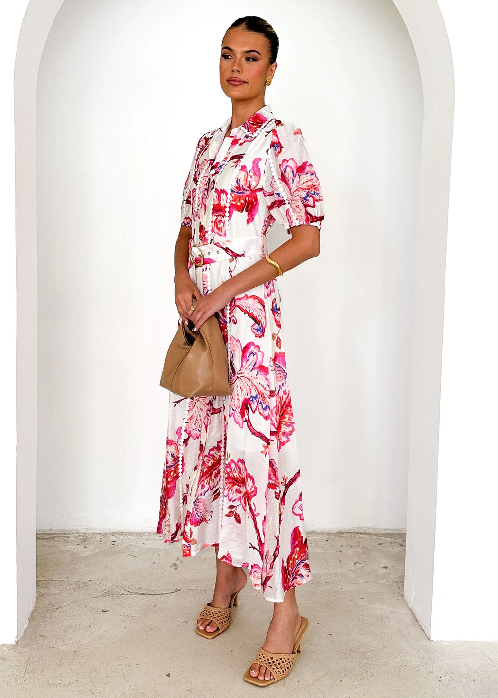 Mannia Maxi Dress - Red Floral