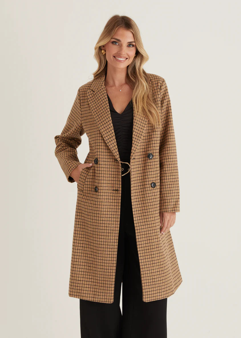 Tommie Coat - Tan Check