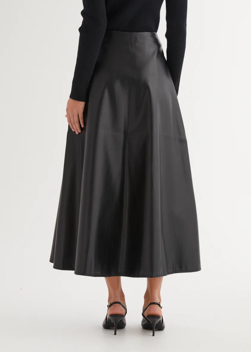 Coltrane PU Midi Skirt - Black