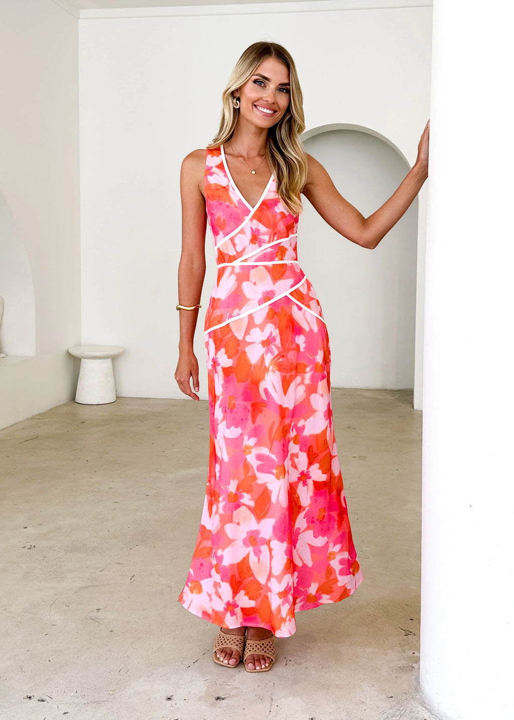 Whitley Maxi Dress - Pink Abstract