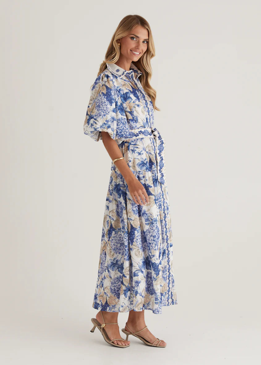 Ceres Midi Dress - White Hydrangea