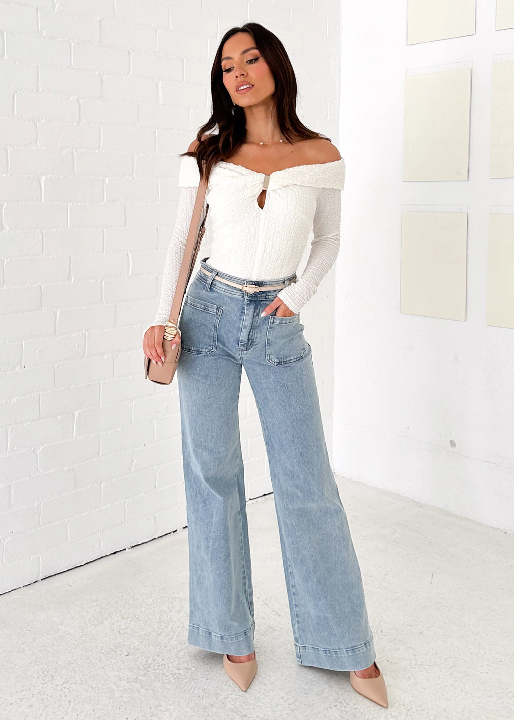 Zekroe Wide Leg Jeans - Light Blue