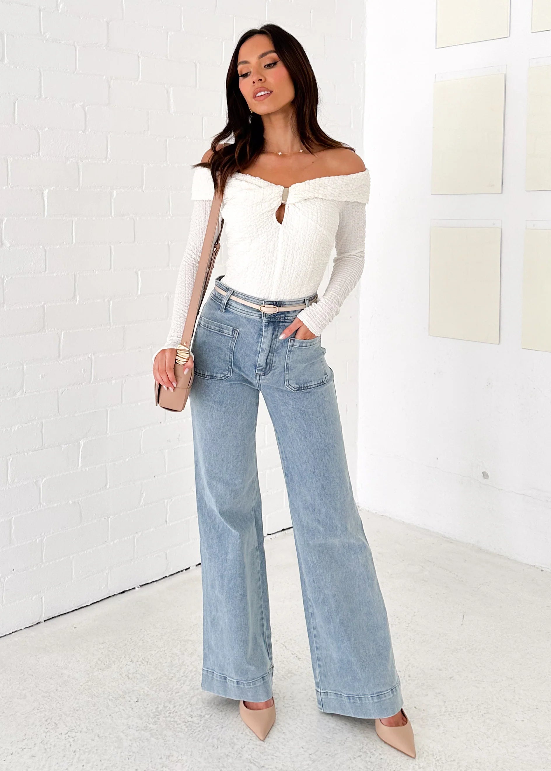 Zekroe Wide Leg Jeans - Light Blue