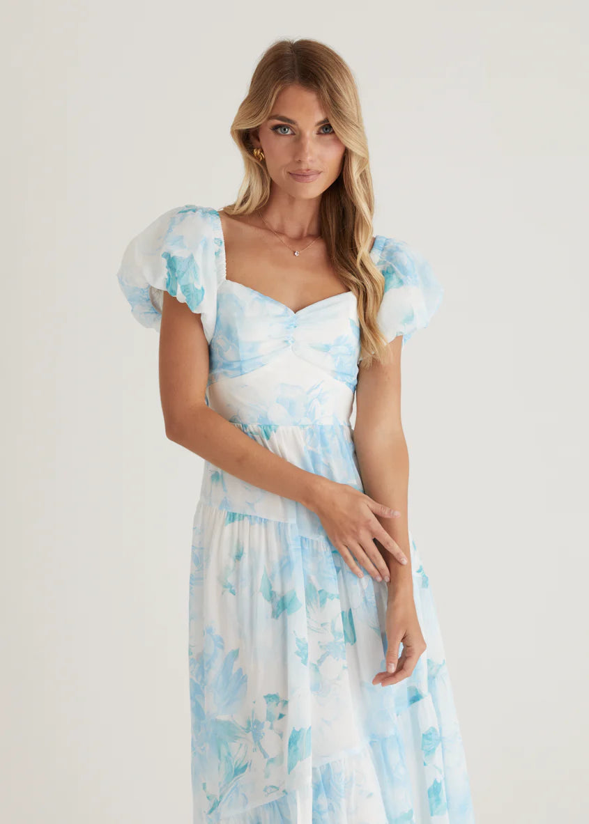 Genoa Midi Dress - Blue Floral