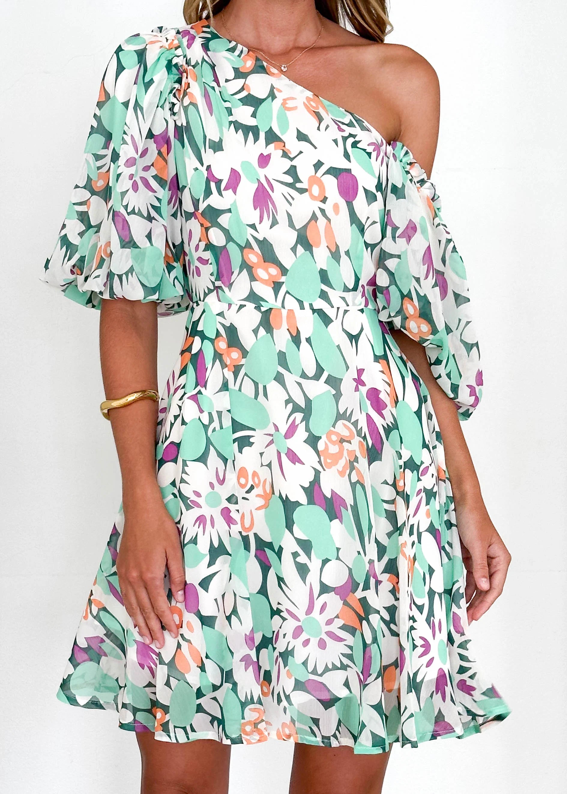 Cavo Off Shoulder Dress - Rio Green