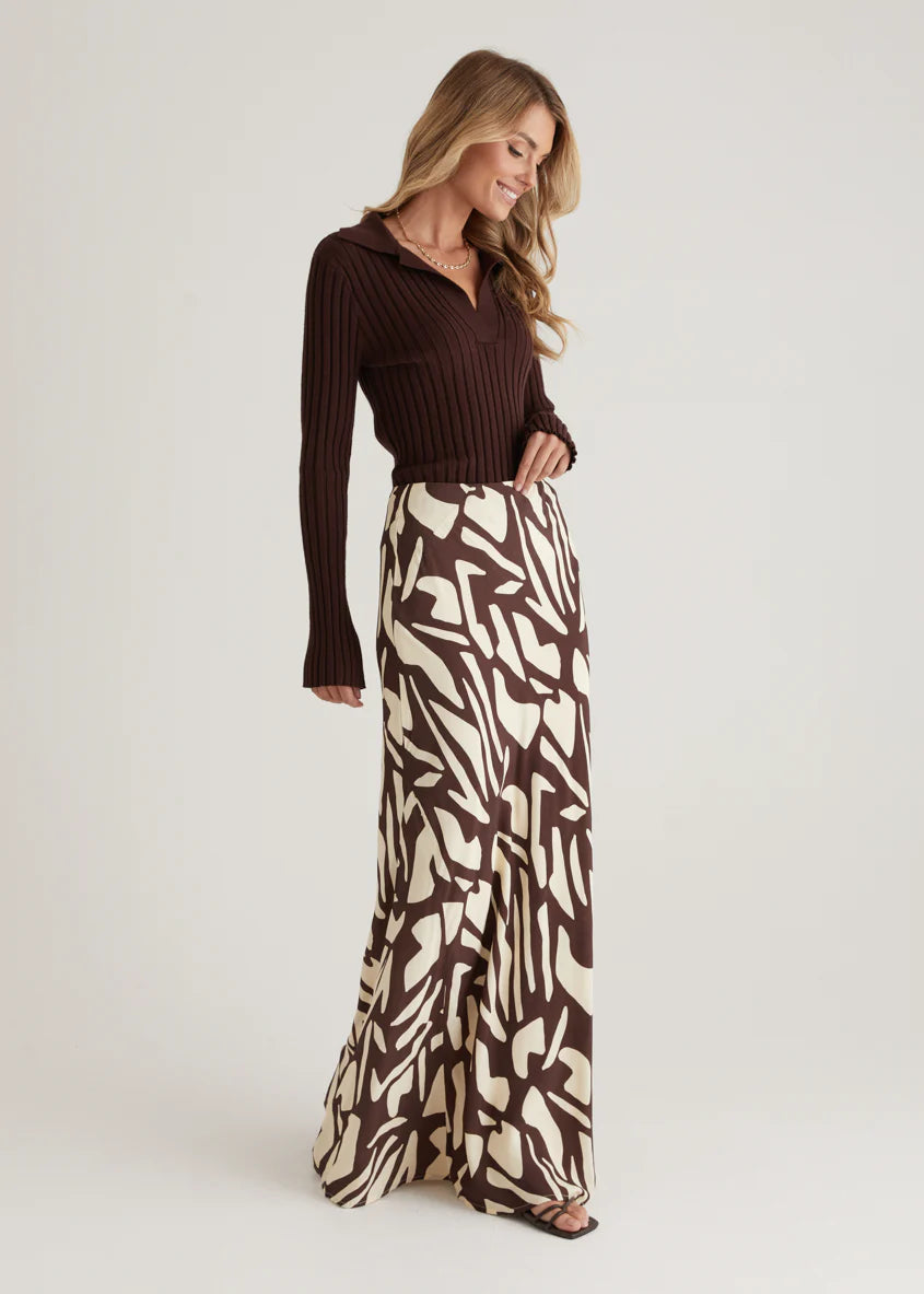 Vance Maxi Skirt - Choc Vanilla