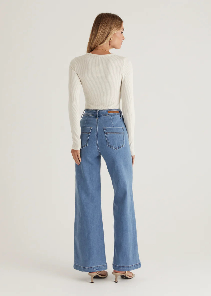 Jess Stretch Wide Leg Jeans - Light Blue