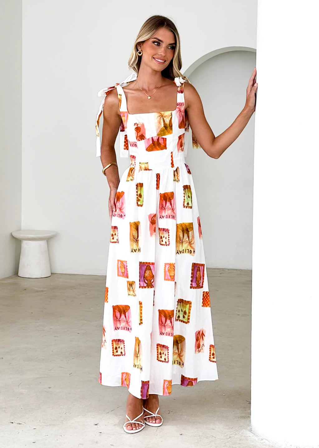 Pipeline Maxi Dress - White Abstract