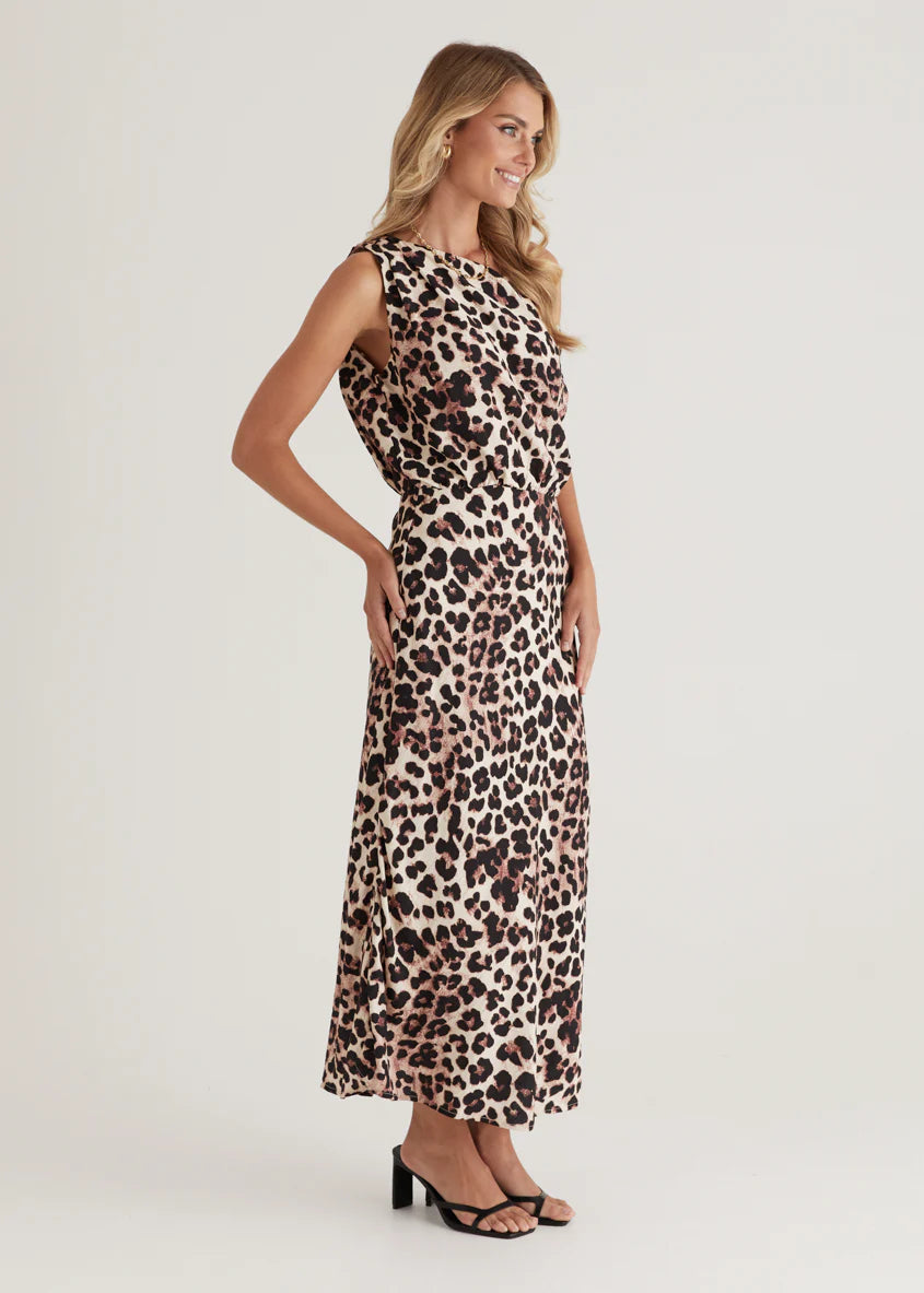 Banksy One Shoulder Maxi Dress - Leopard
