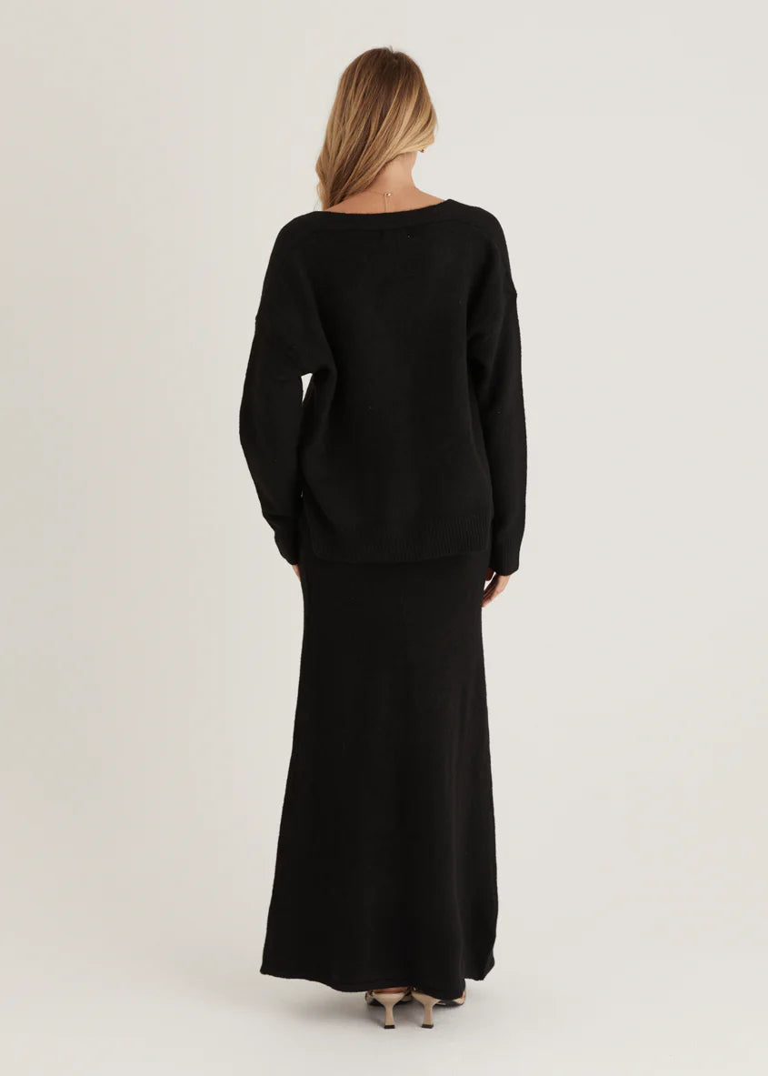 Stasia Knit Maxi Skirt - Black
