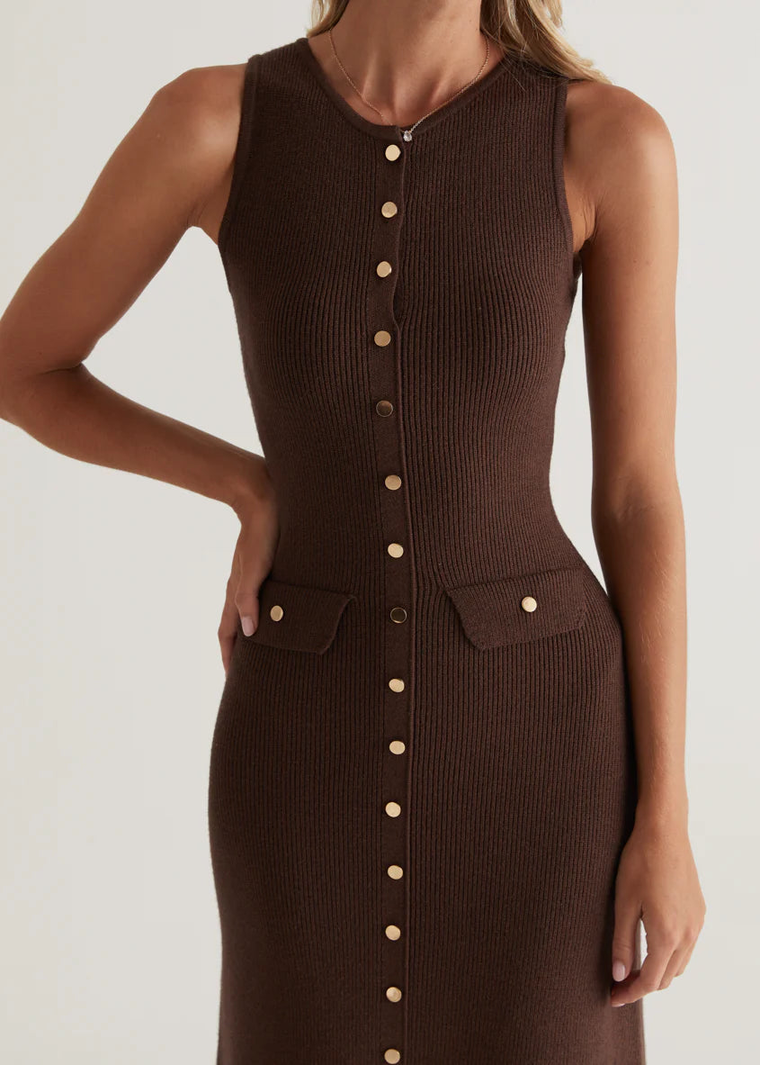 Tully Knit Midi Dress - Chocolate