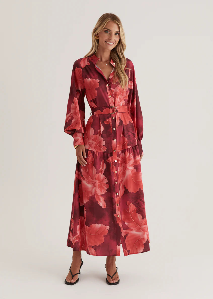 Marisa Maxi Dress - Red Floral