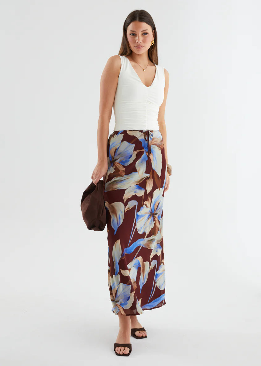 Skyla Maxi Skirt - Burgundy Anya