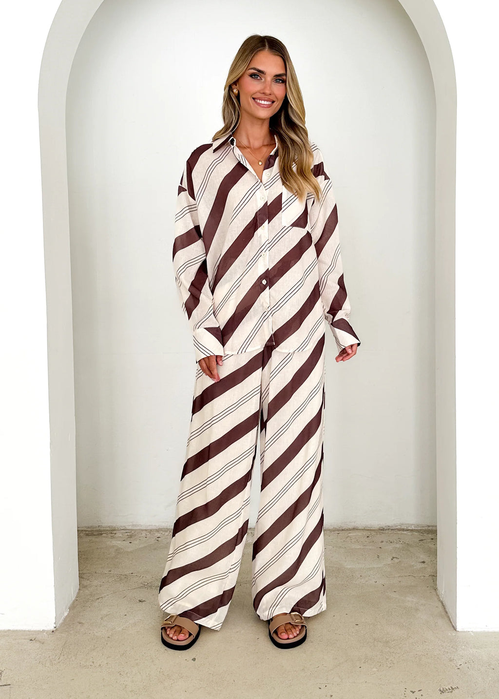 Jessa Shirt - Choc Stripe