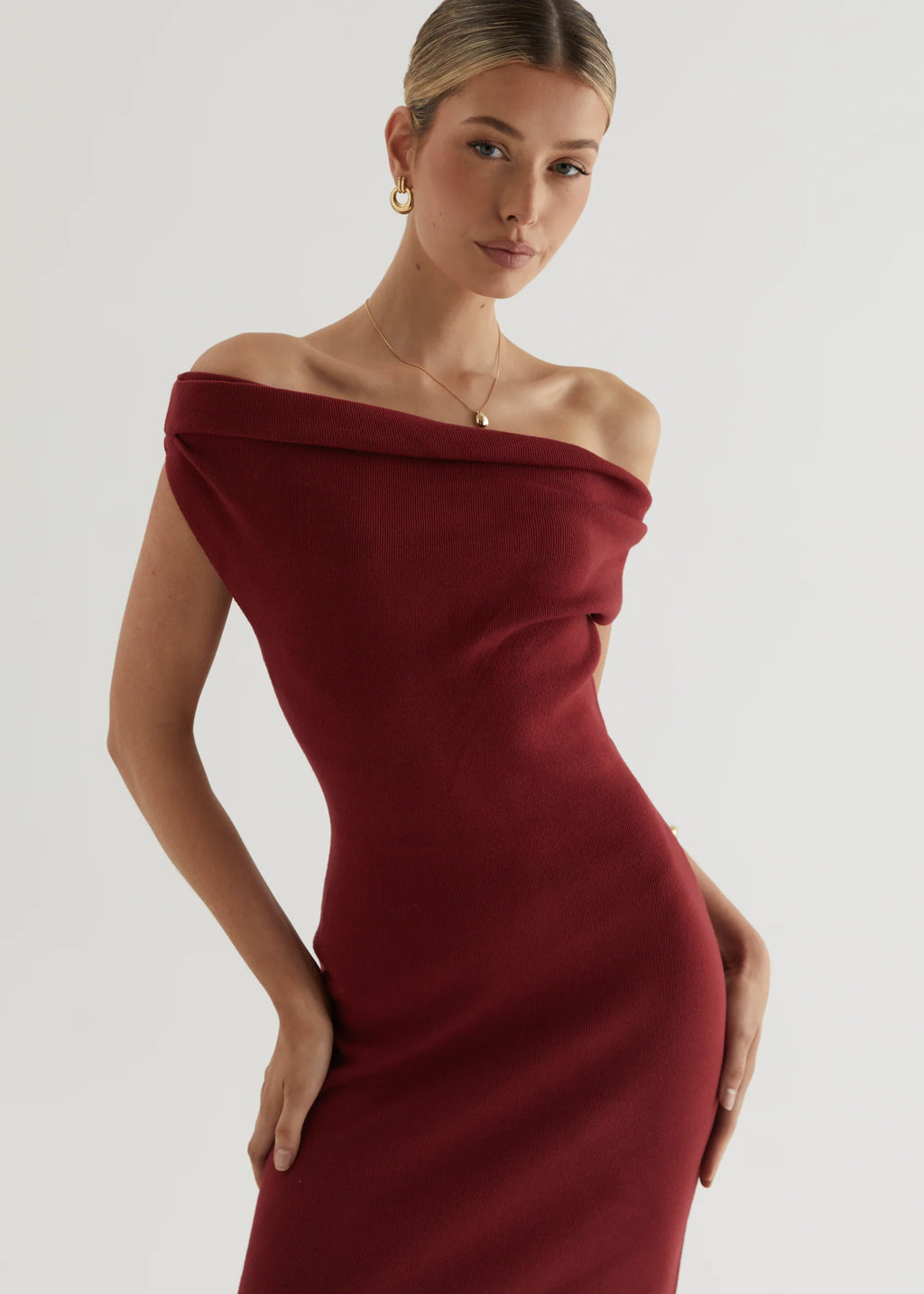 Serenade Knit Midi Dress - Wine
