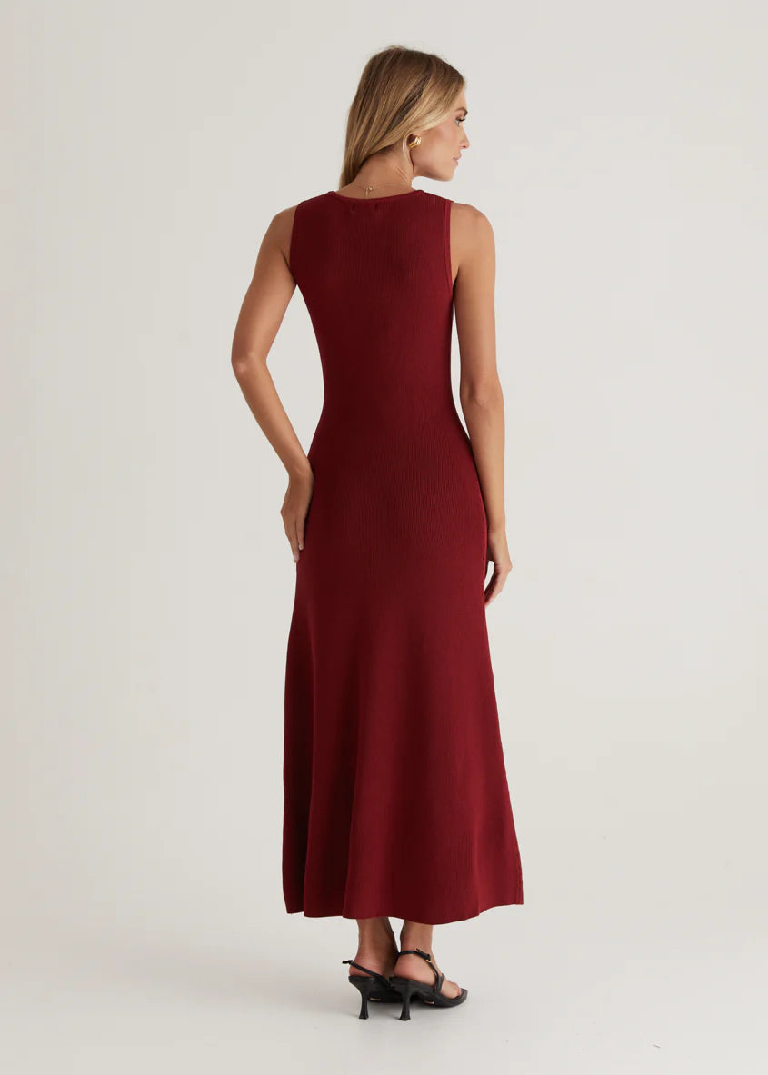 Tully Knit Midi Dress - Wine