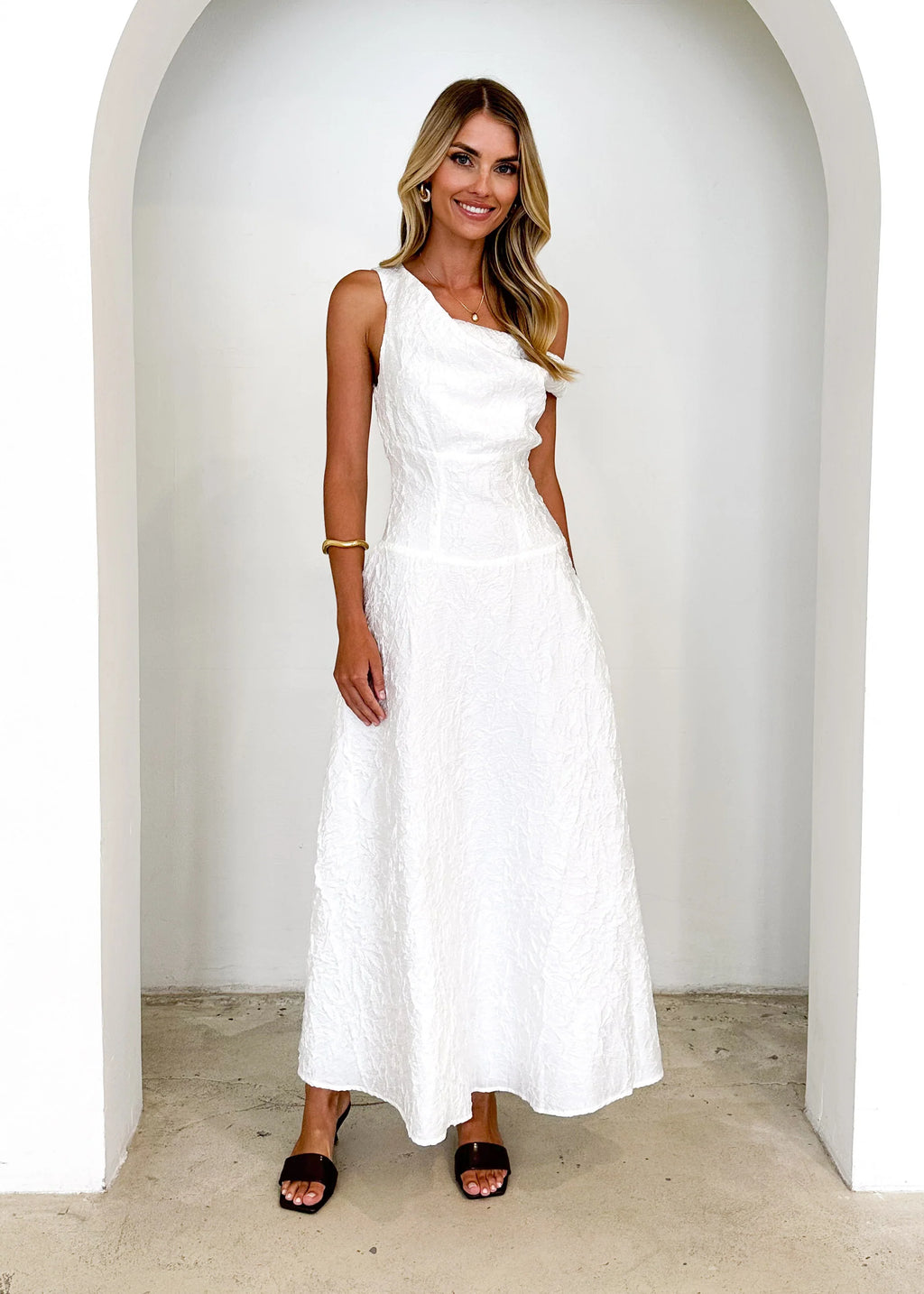 Vida One Shoulder Maxi Dress - Off White