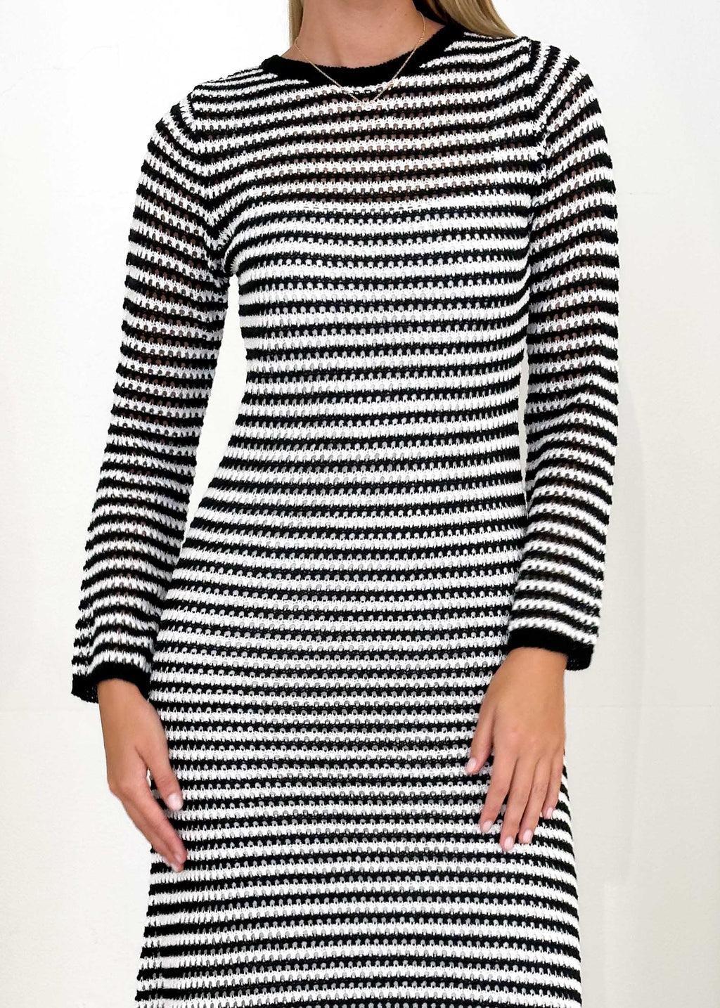Kralta Knit Maxi Dress - Black Stripe