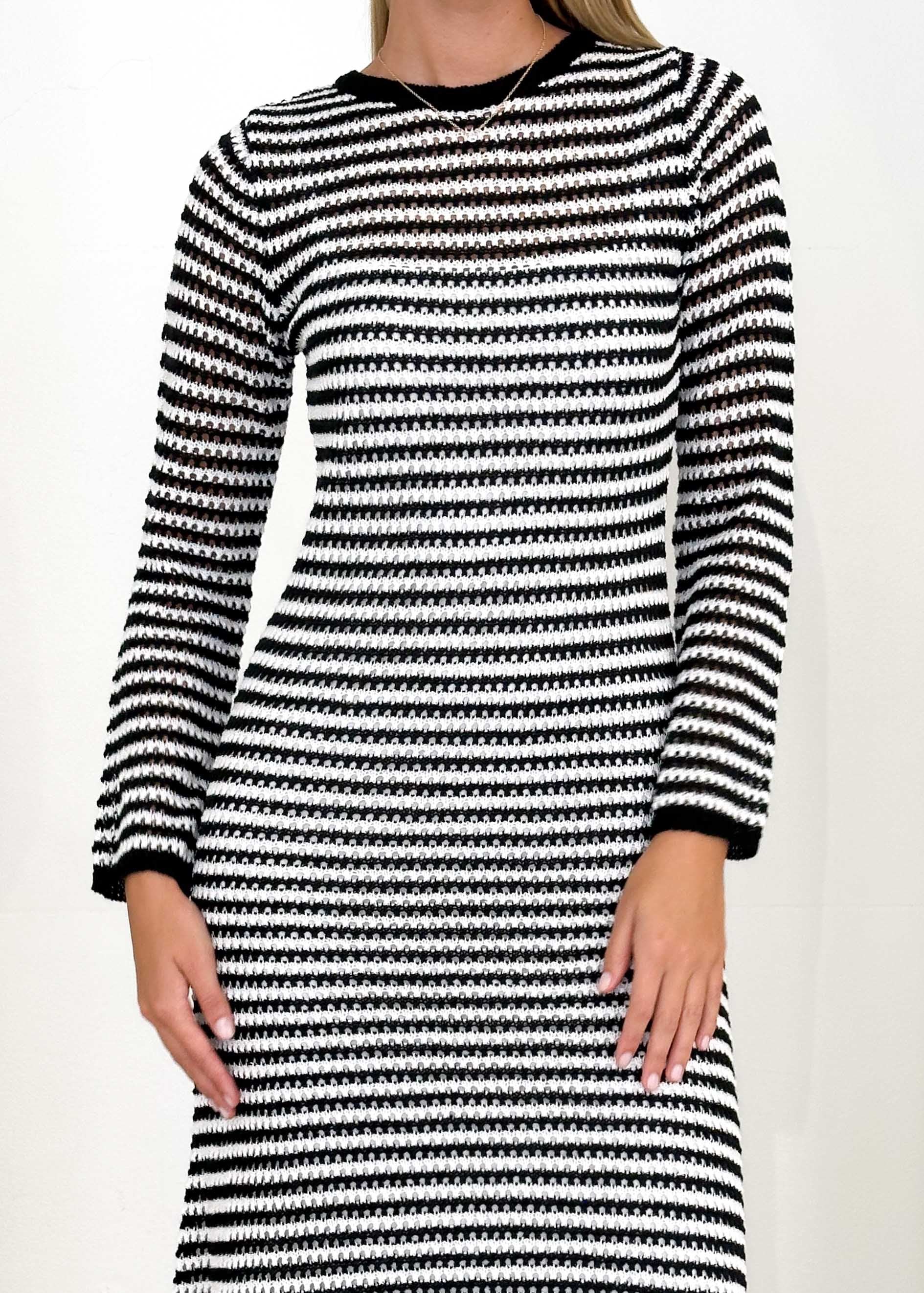 Kralta Knit Maxi Dress - Black Stripe