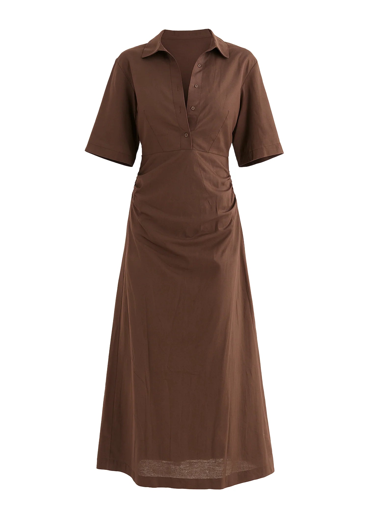Stellar Linen Midi Dress - Espresso