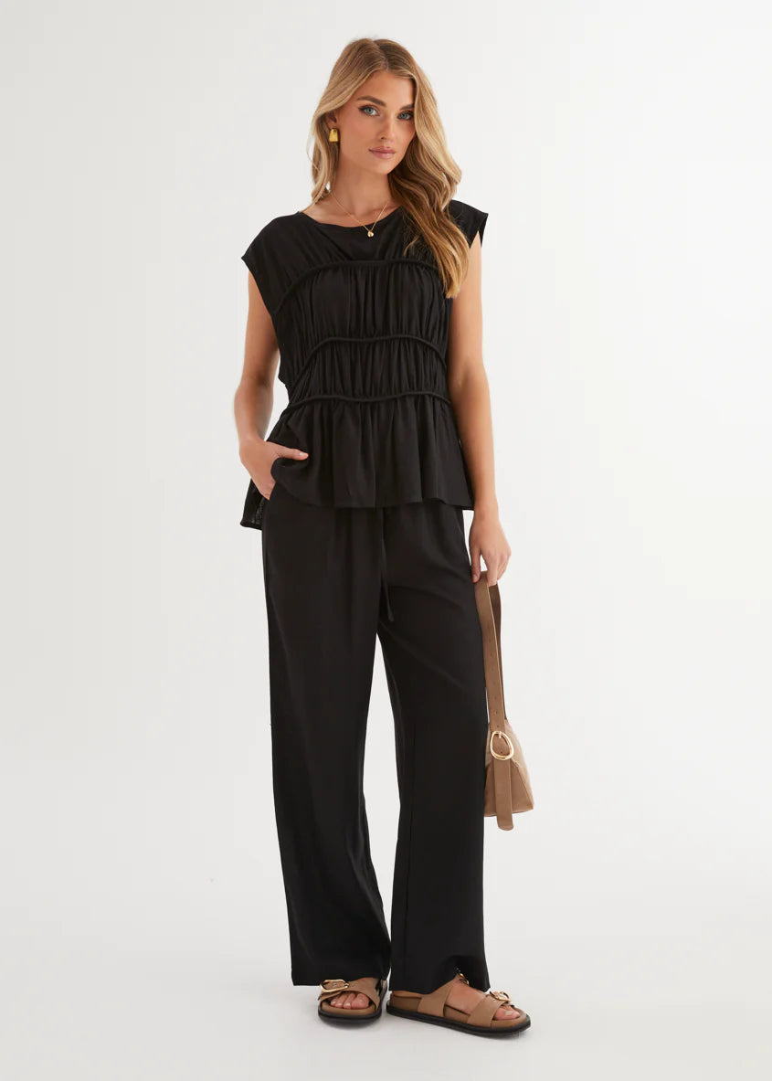 Sunstone Pleated Top - Black