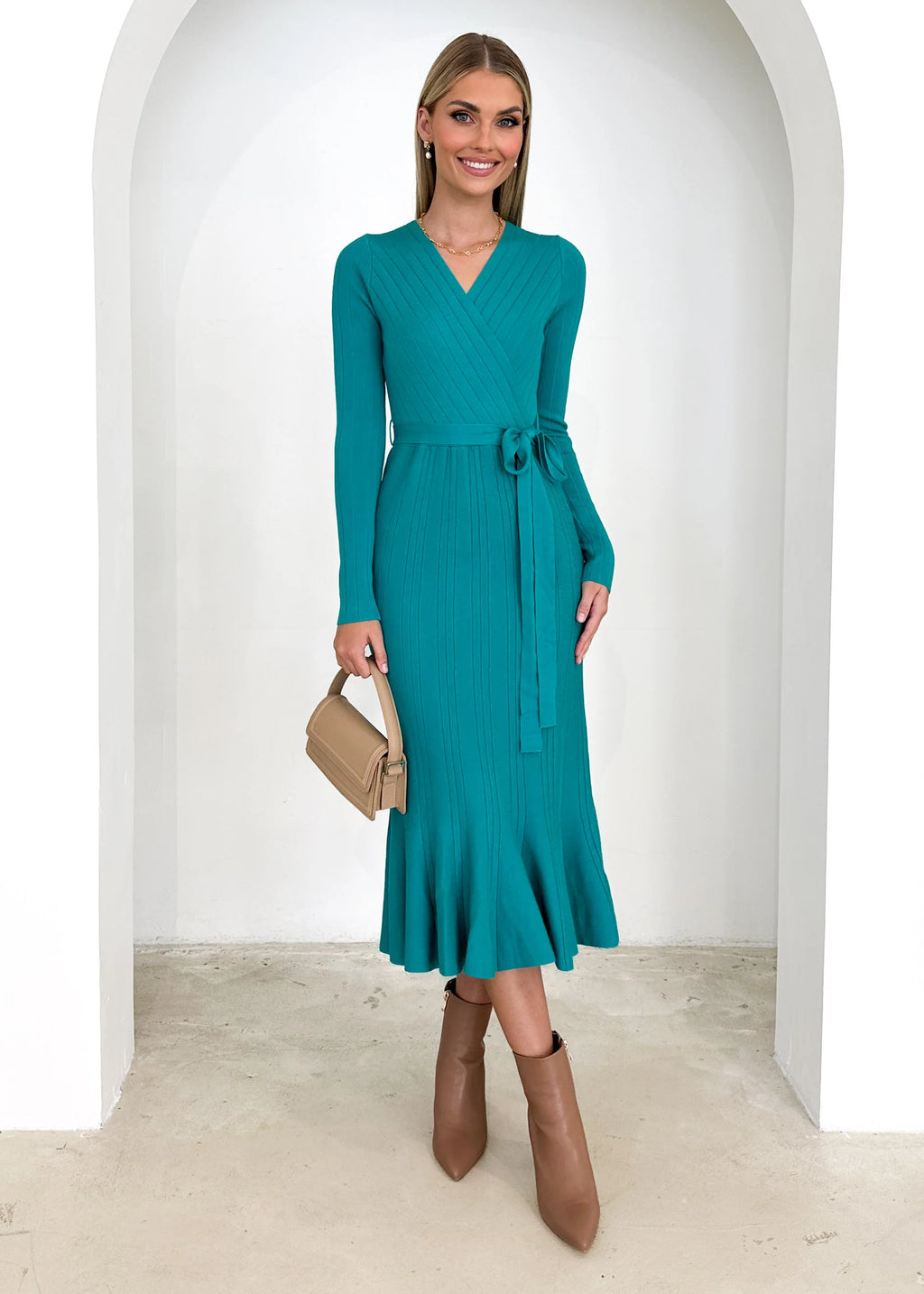 Torio Knit Midi Dress - Jade