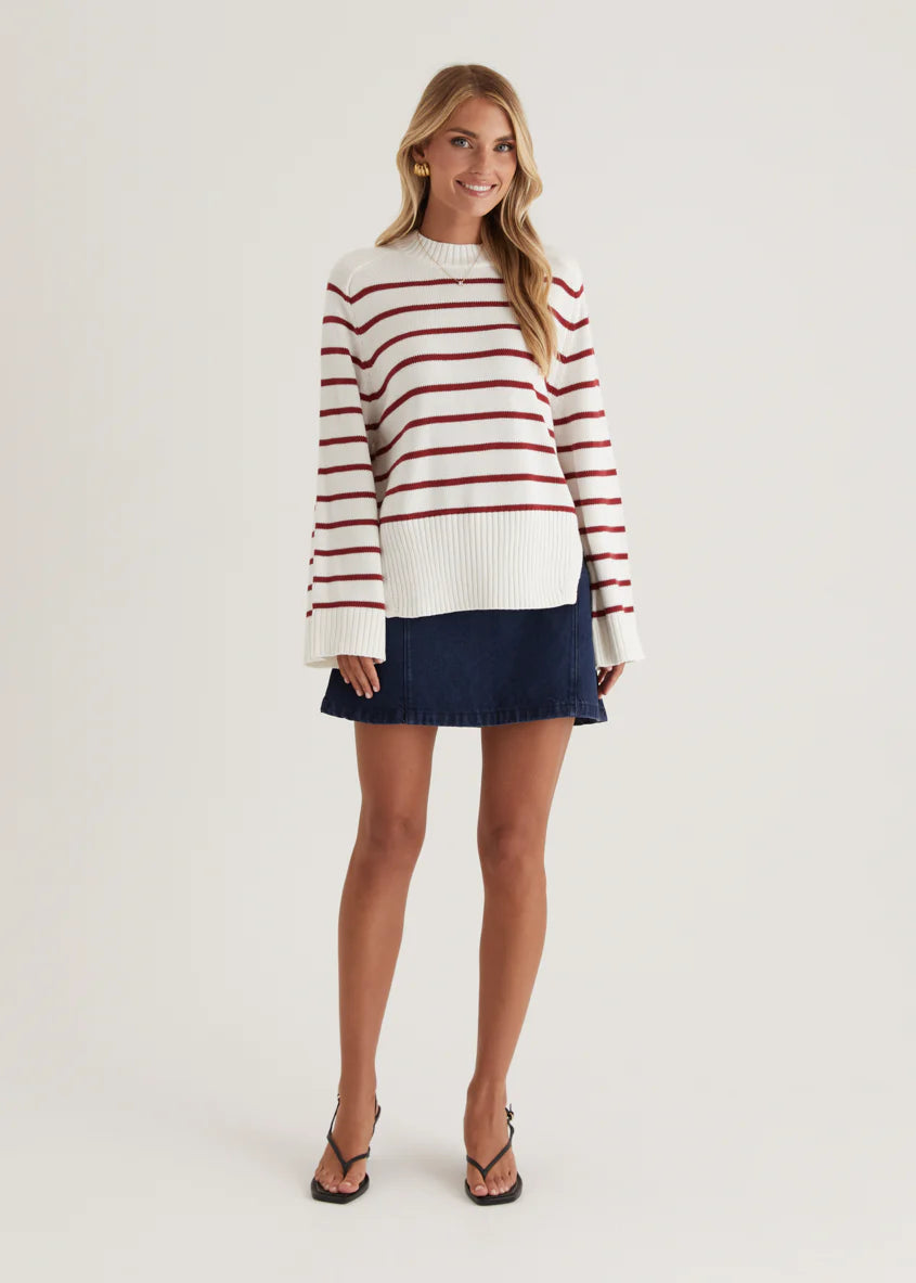 Eva Sweater - Wine Stripe
