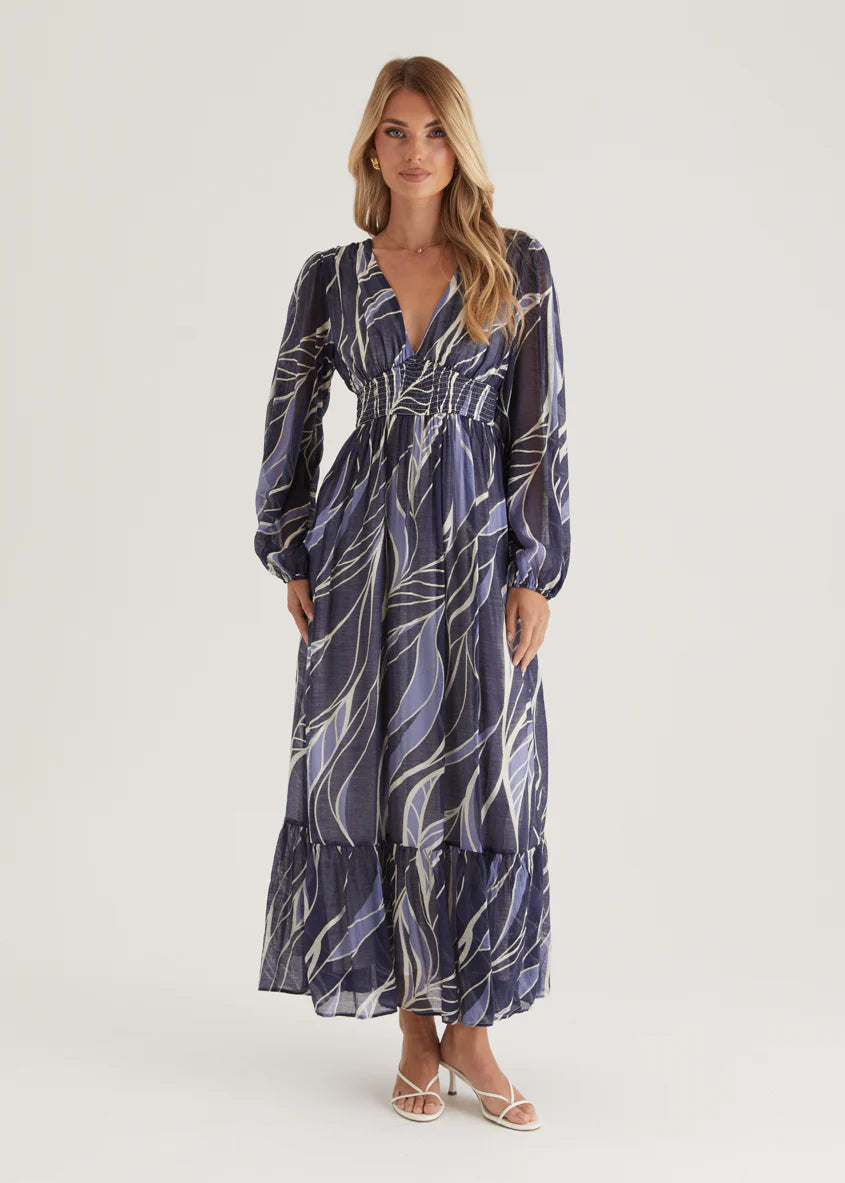 Skyline Maxi Dress - Navy Swirl