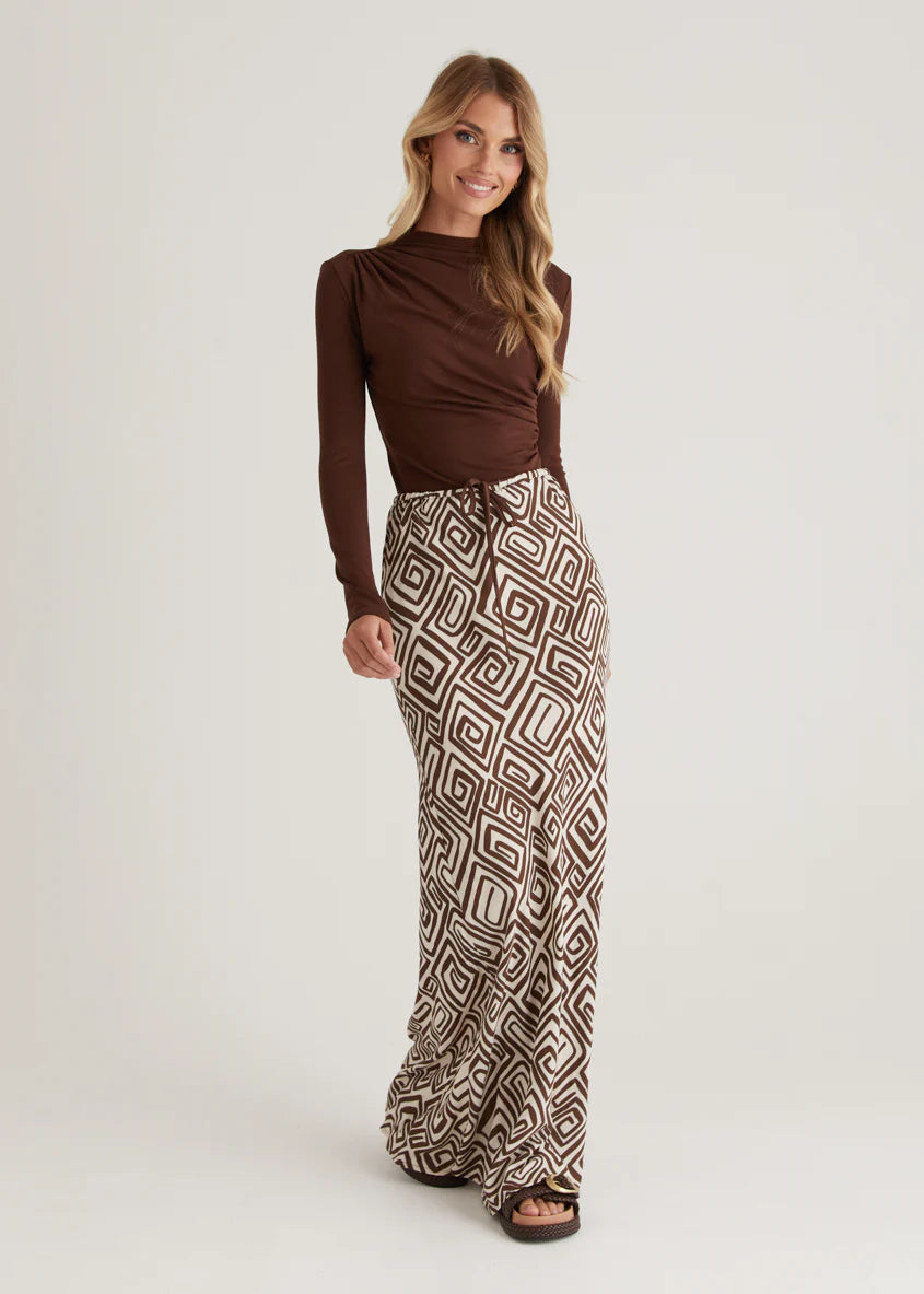 Lella Maxi Skirt - Choc Cairo
