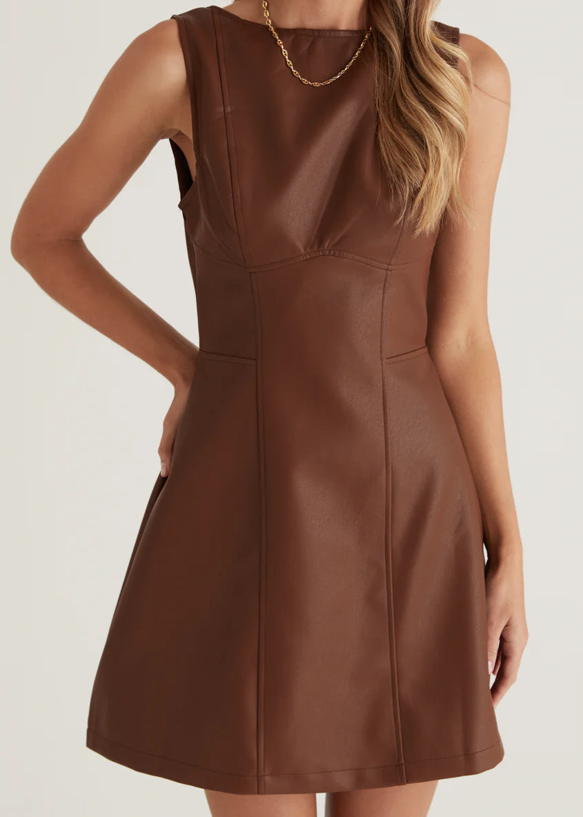 Nirvana PU Dress - Brown