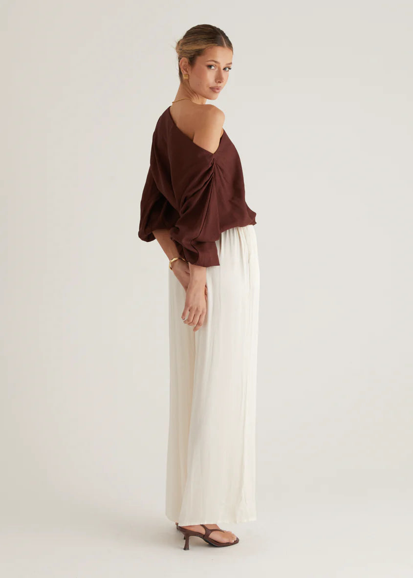 Marlowe Drop Shoulder Top - Chocolate