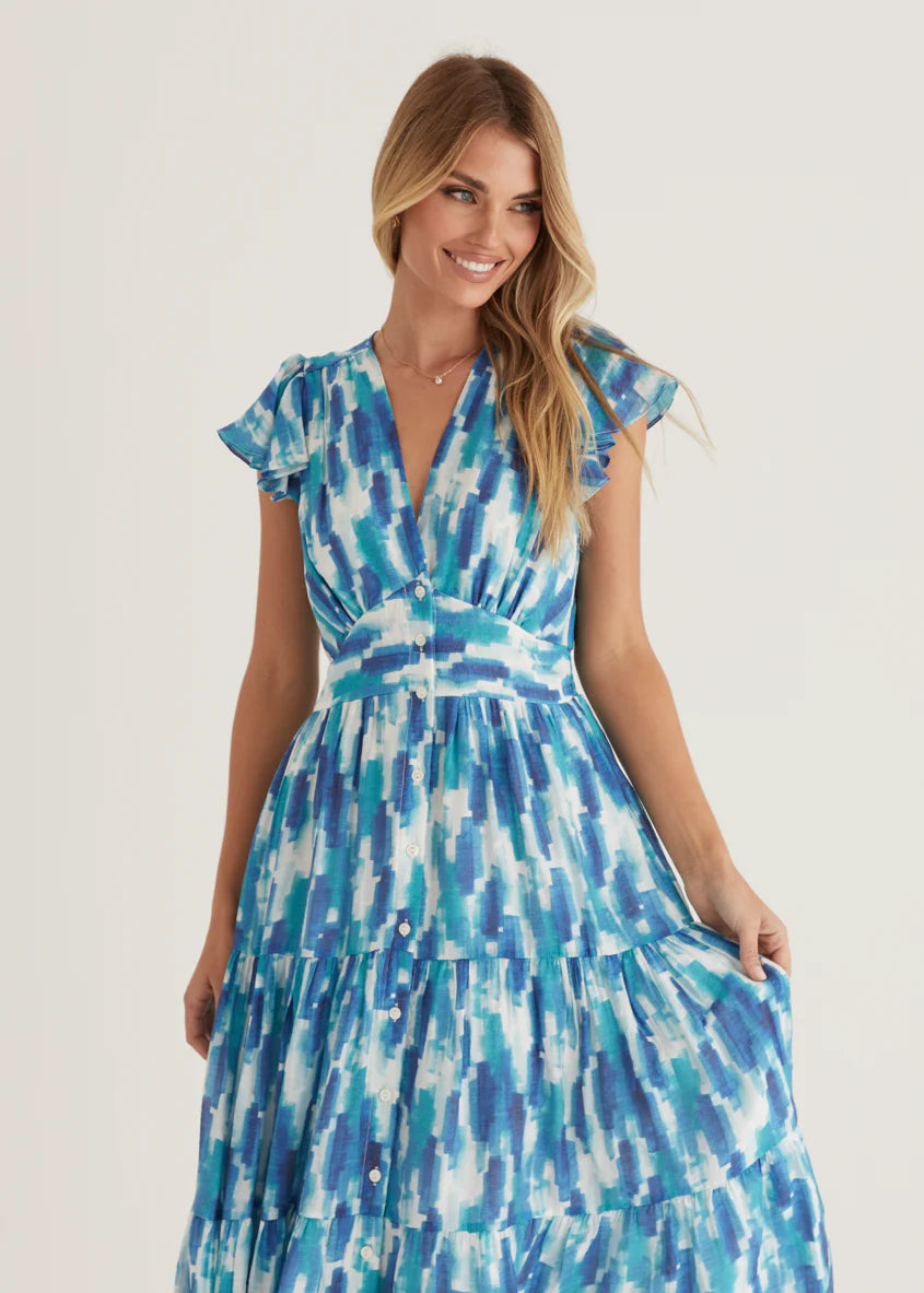 Gatsby Midi Dress - Blue Splash