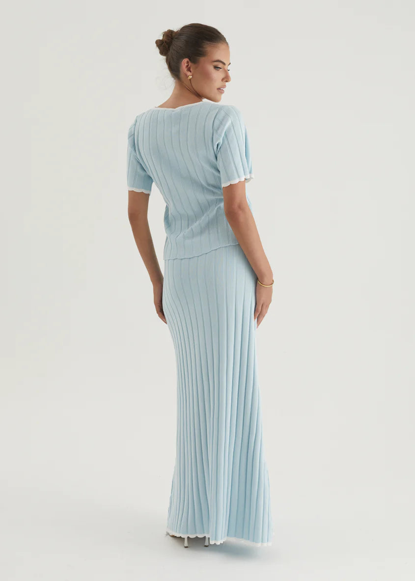 Yulia Knit Maxi Skirt - Sky Blue