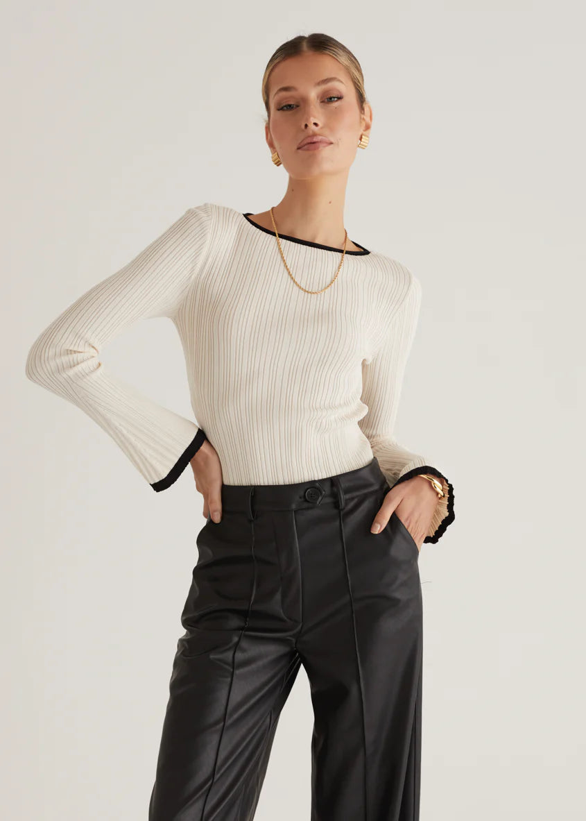 Karley PU Wide Leg Pants - Black