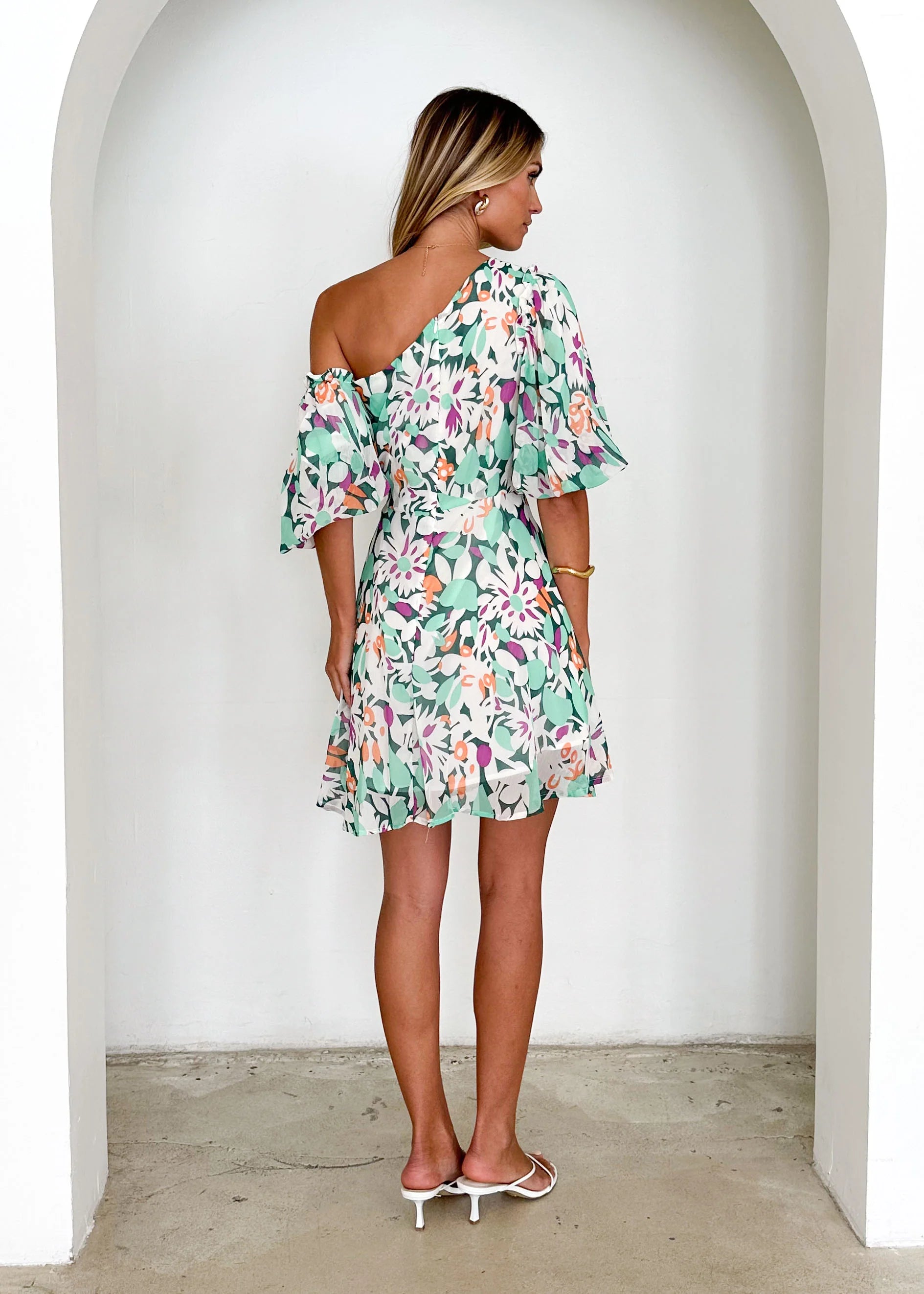 Cavo Off Shoulder Dress - Rio Green