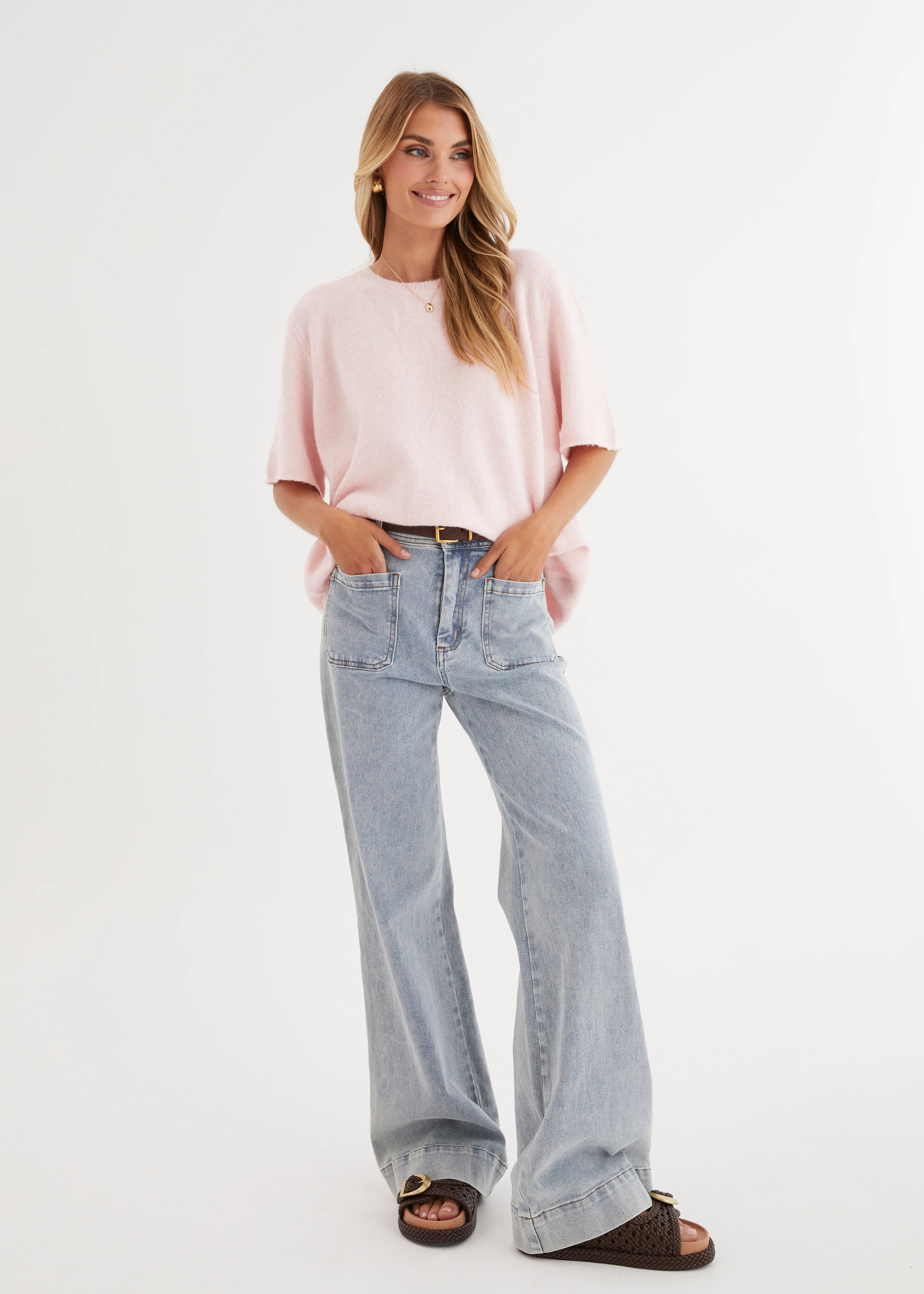 Ebonie Knit Tee - Pink