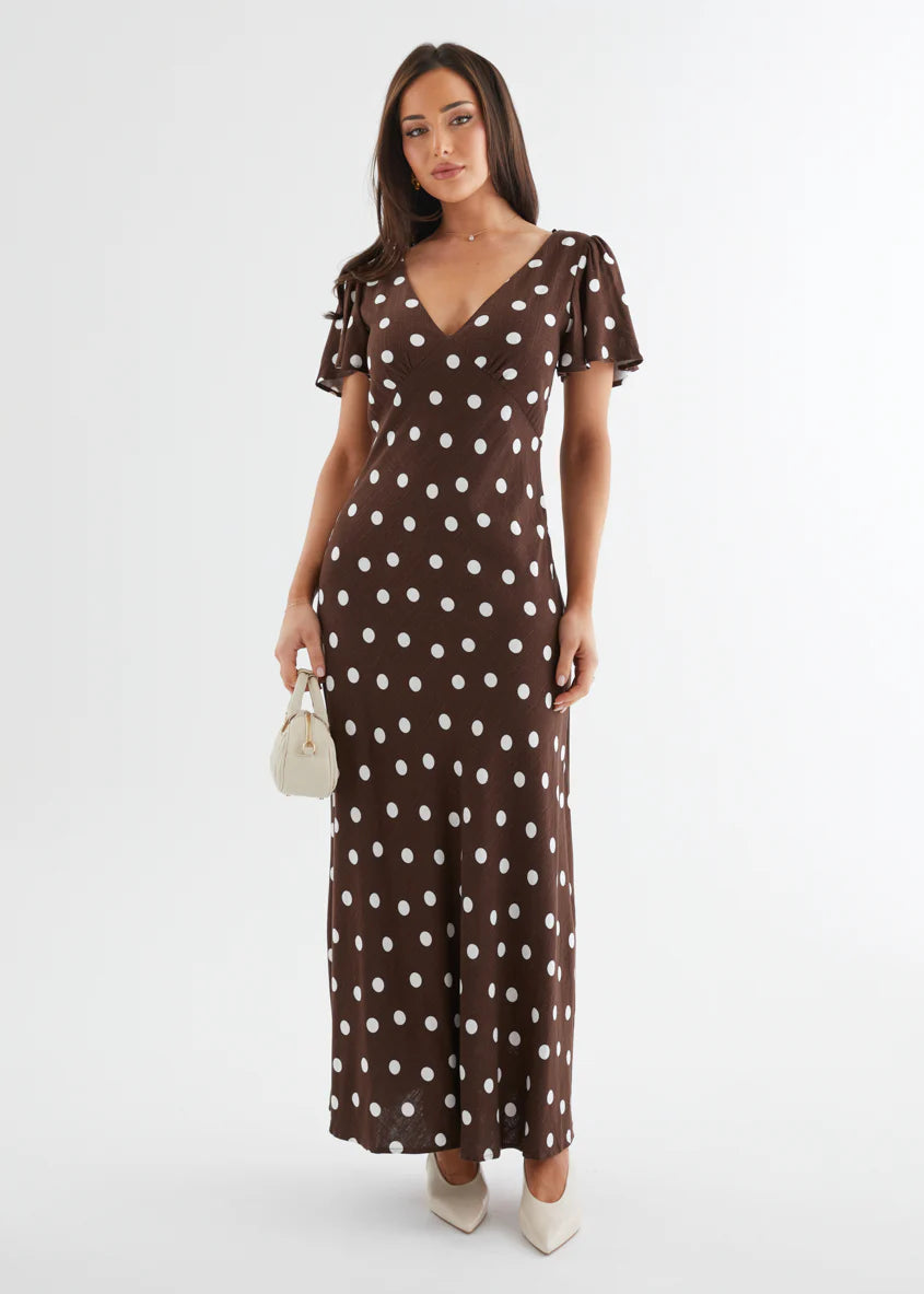 Nadia Maxi Dress - Choc Polka