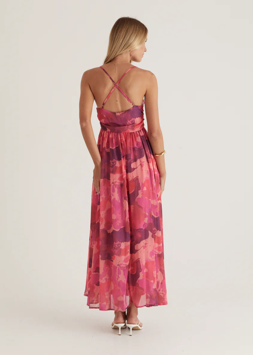 Tahitian Midi Dress - Magenta Rush
