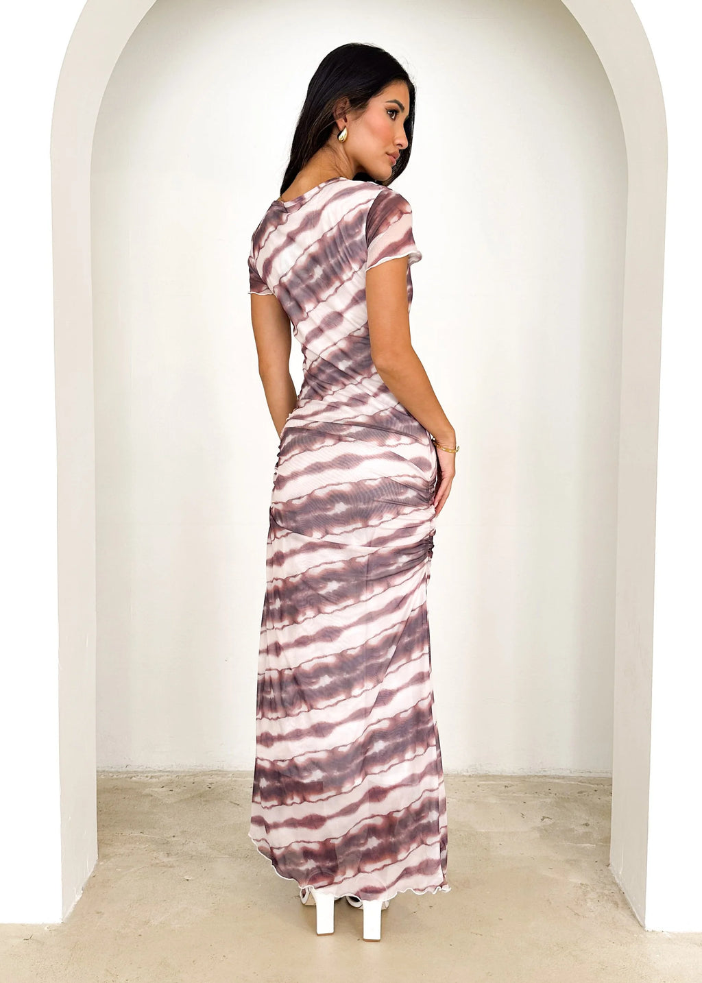 Sylvia Mesh Maxi Dress - Choc Dye