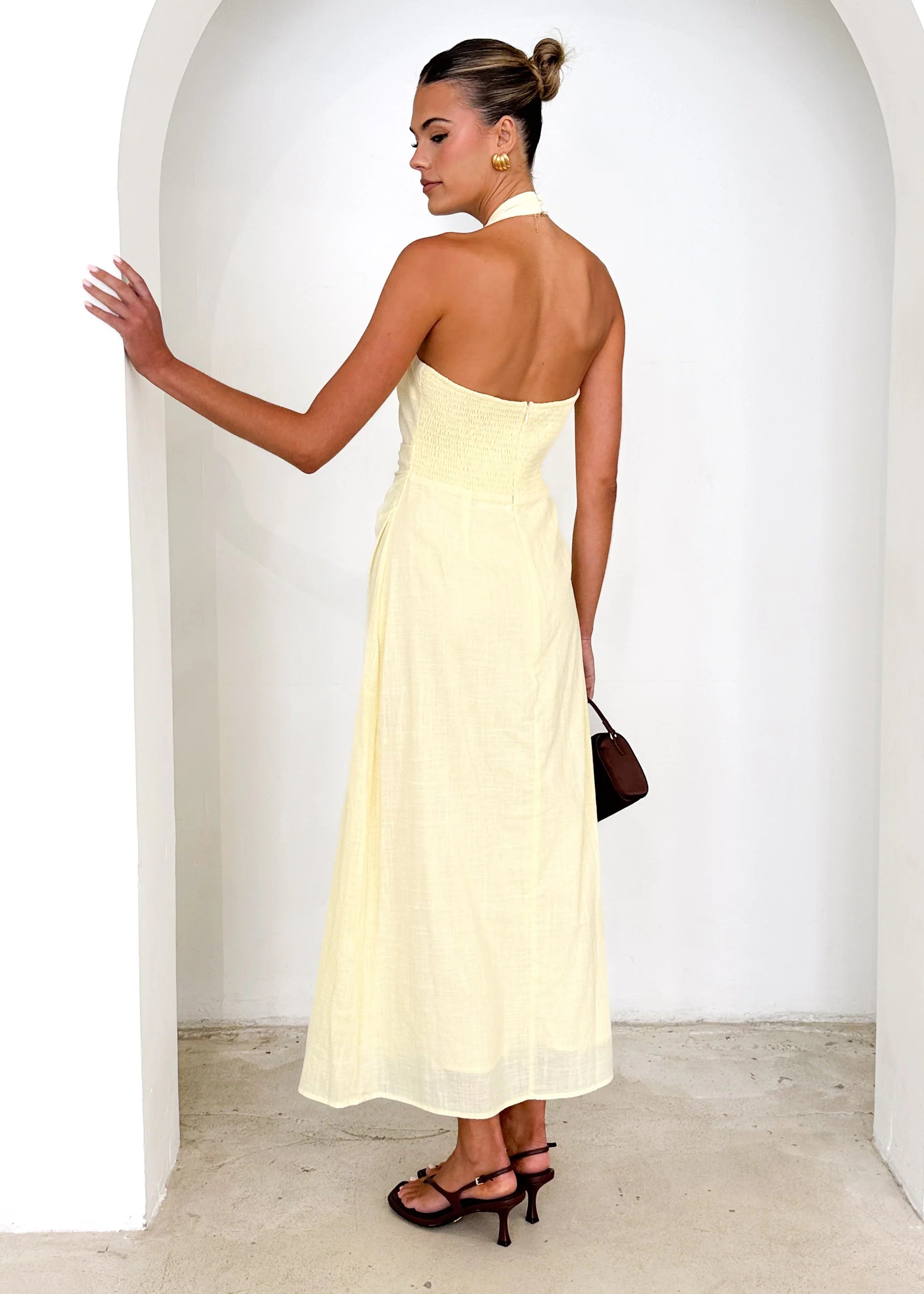 Aella Halter Maxi Dress - Lemon