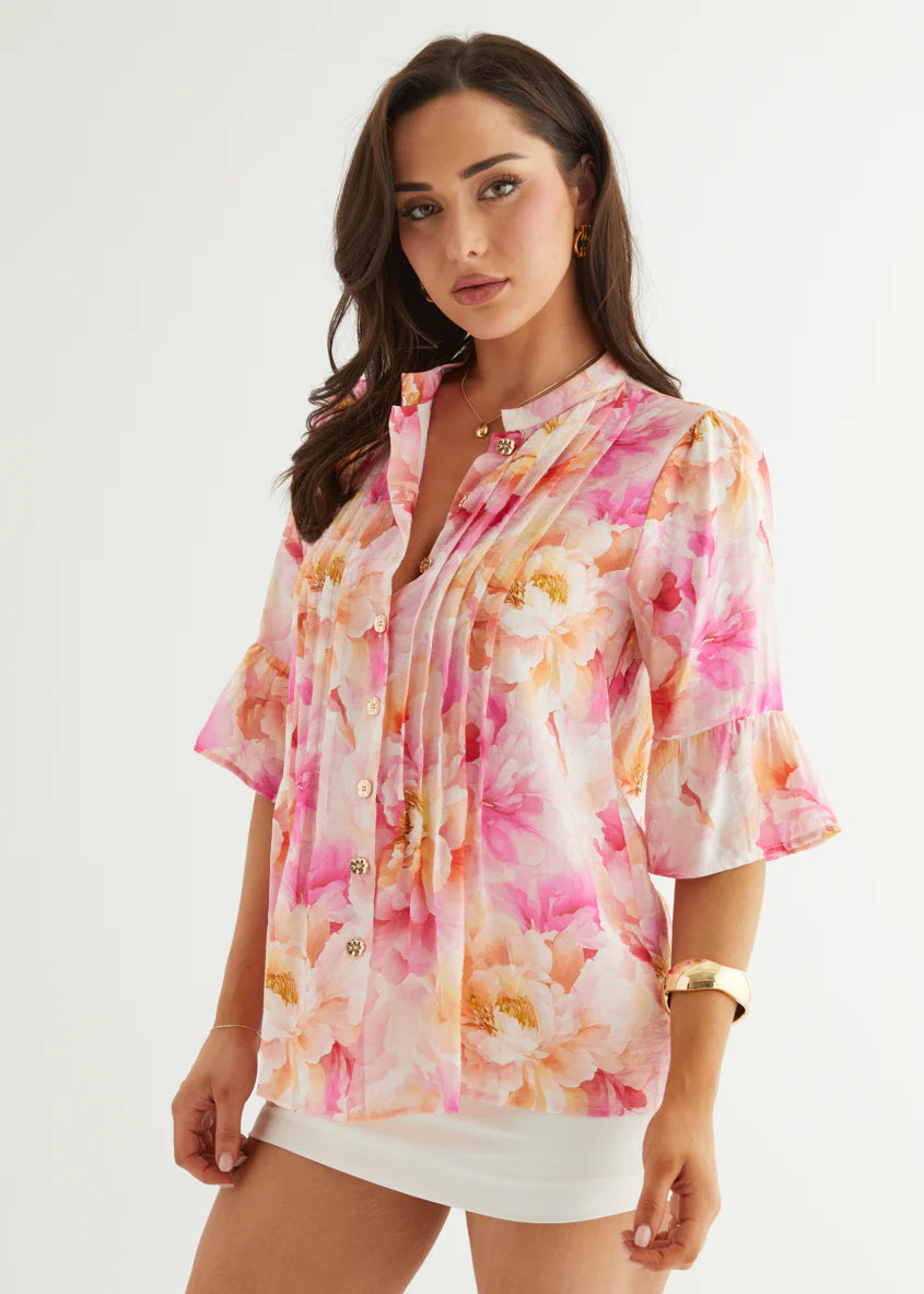 Diaz Blouse - Magenta Floral