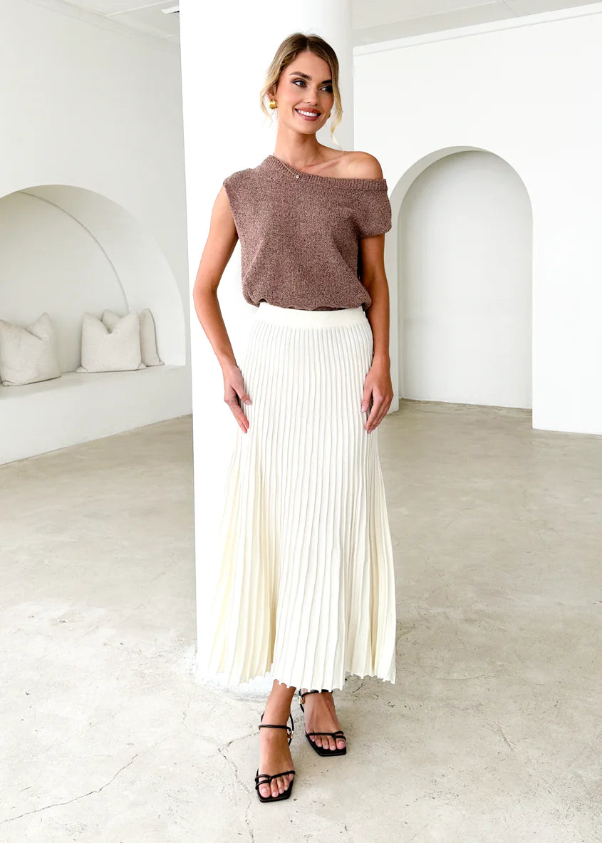 Skylee Knit Maxi Skirt - Cream