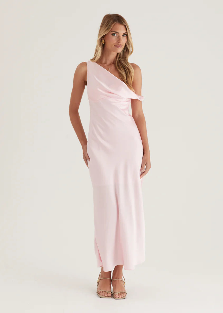 Draela One Shoulder Midi Dress - Pink