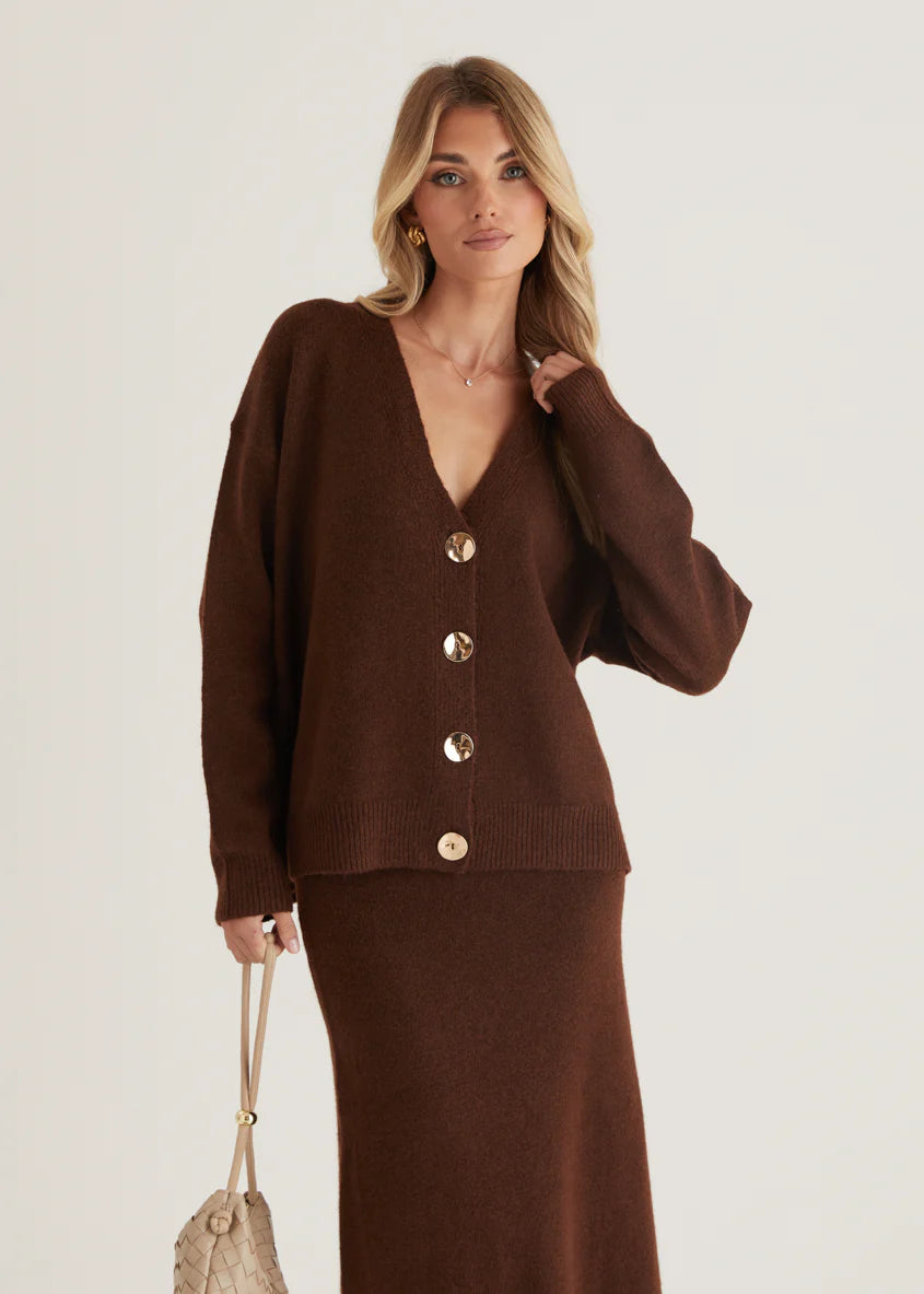 Stasia Knit Maxi Skirt - Brown
